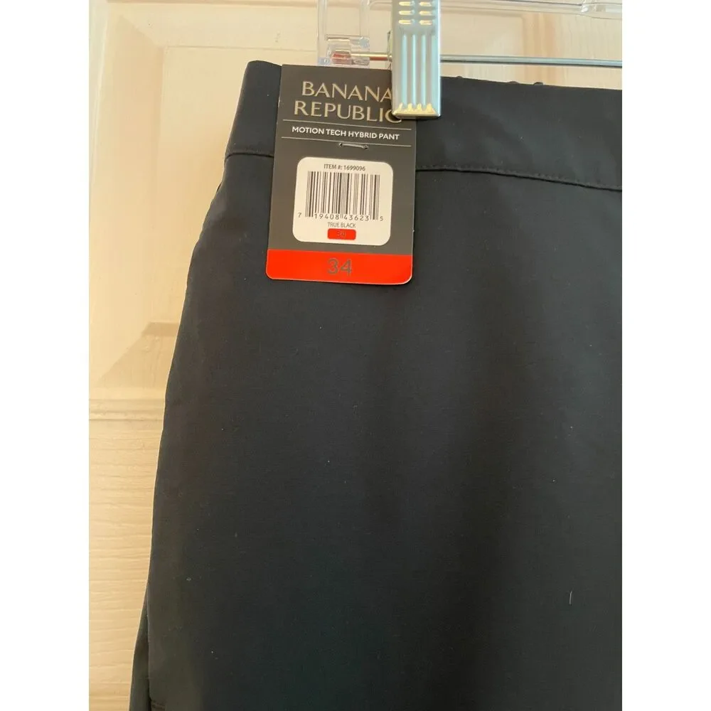 Banana Republic Motion Pants Black 34 Straight Slim Fit Stretch Workwear Minimal